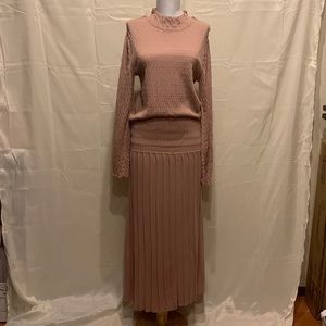 Zara ankle length long sleeve pleated dress